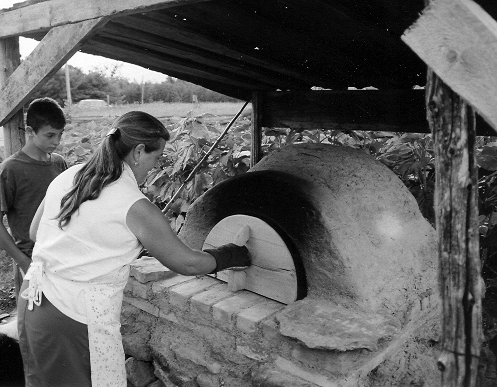 Checking the bread.